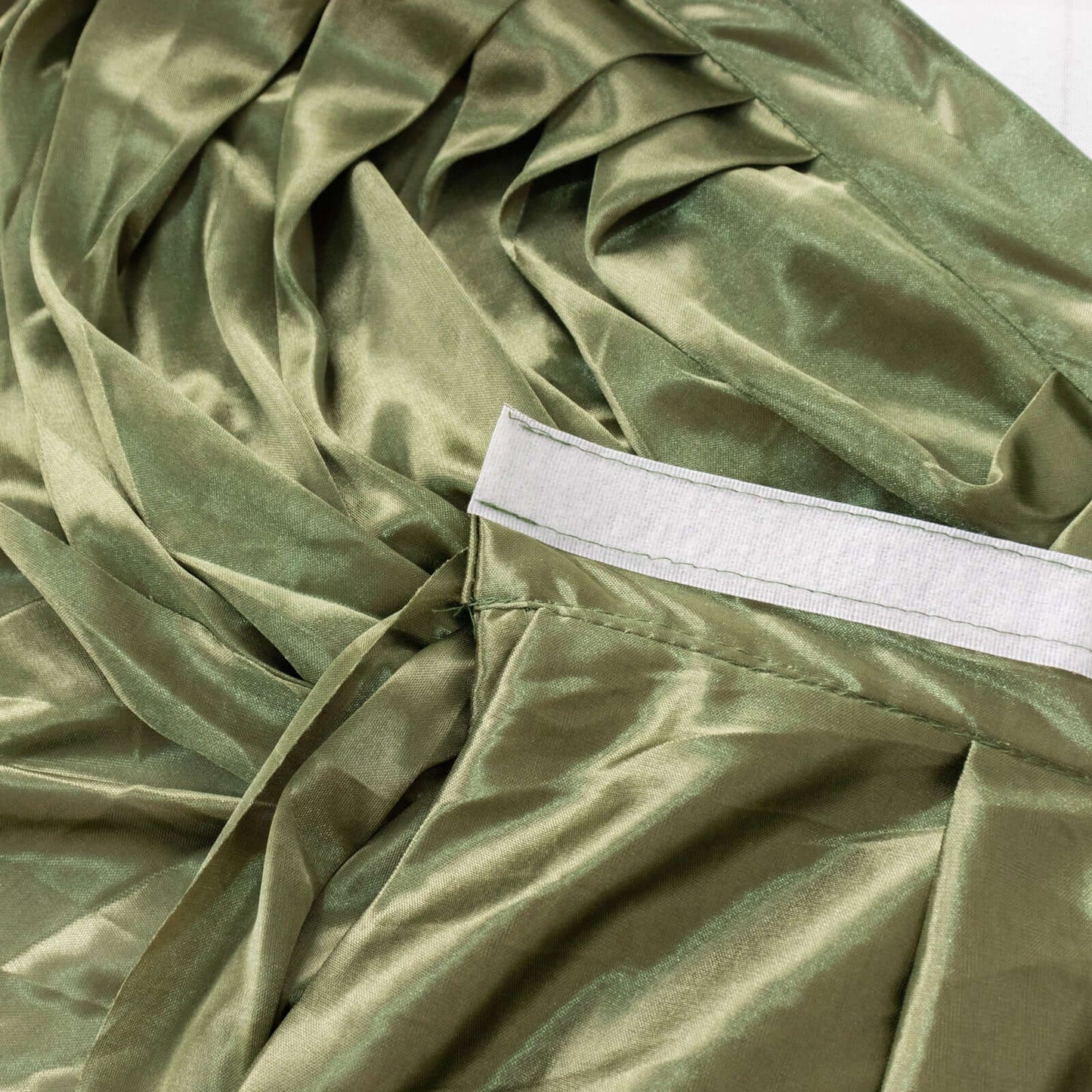 Satin 14ft Table Skirt Dusty Sage Green - Pleated Double Drape Table Cover