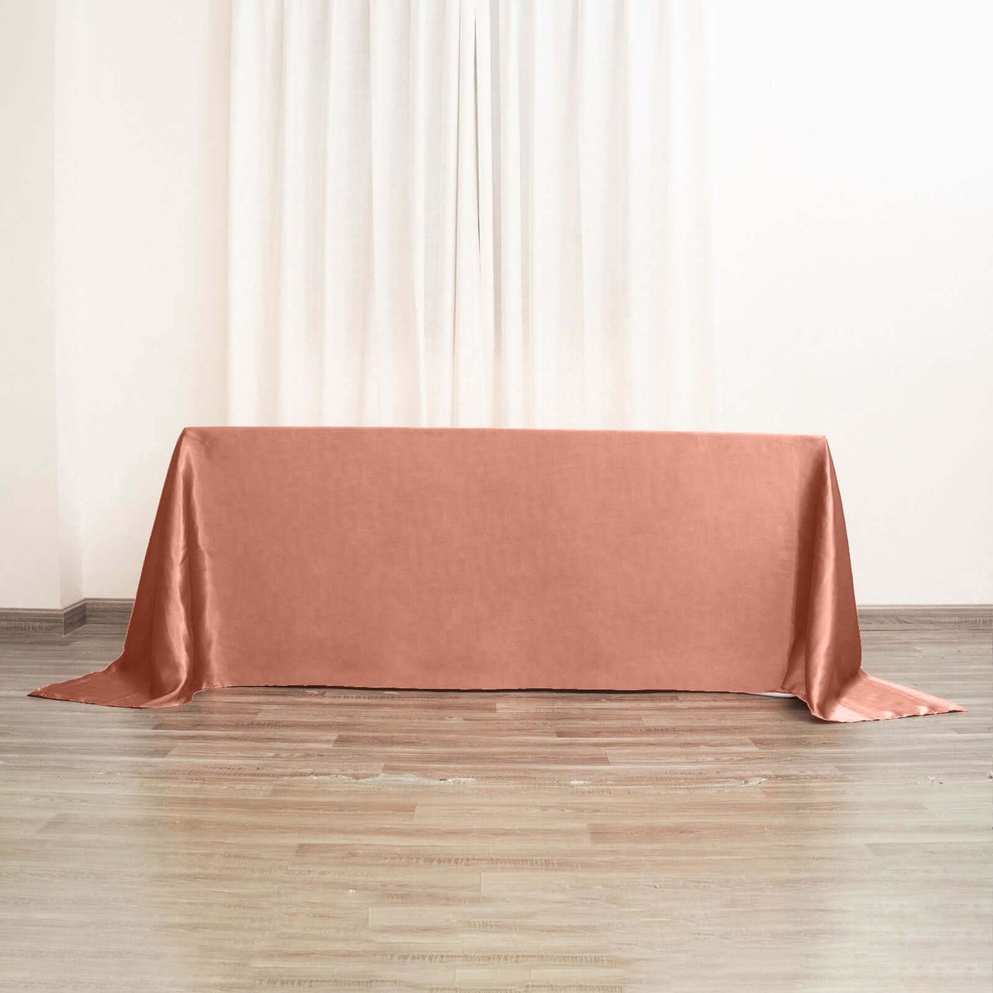 Satin Rectangular 90"x132" Tablecloth Terracotta (Rust) - Seamless Table Cover
