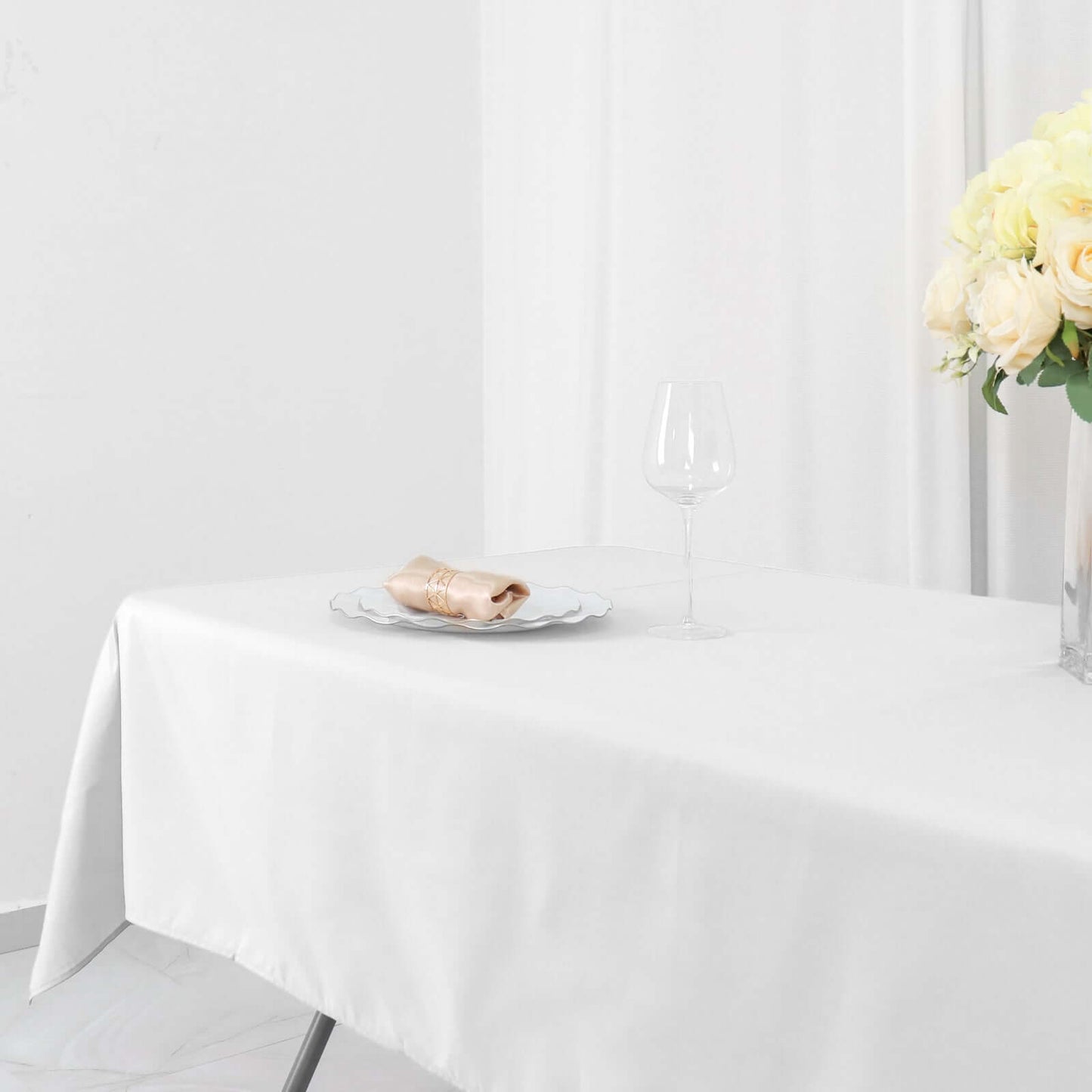Polyester 54"x96" Rectangle Tablecloth White - Wrinkle-Resistant & Easy-to-Care Table Cover for Weddings & Events