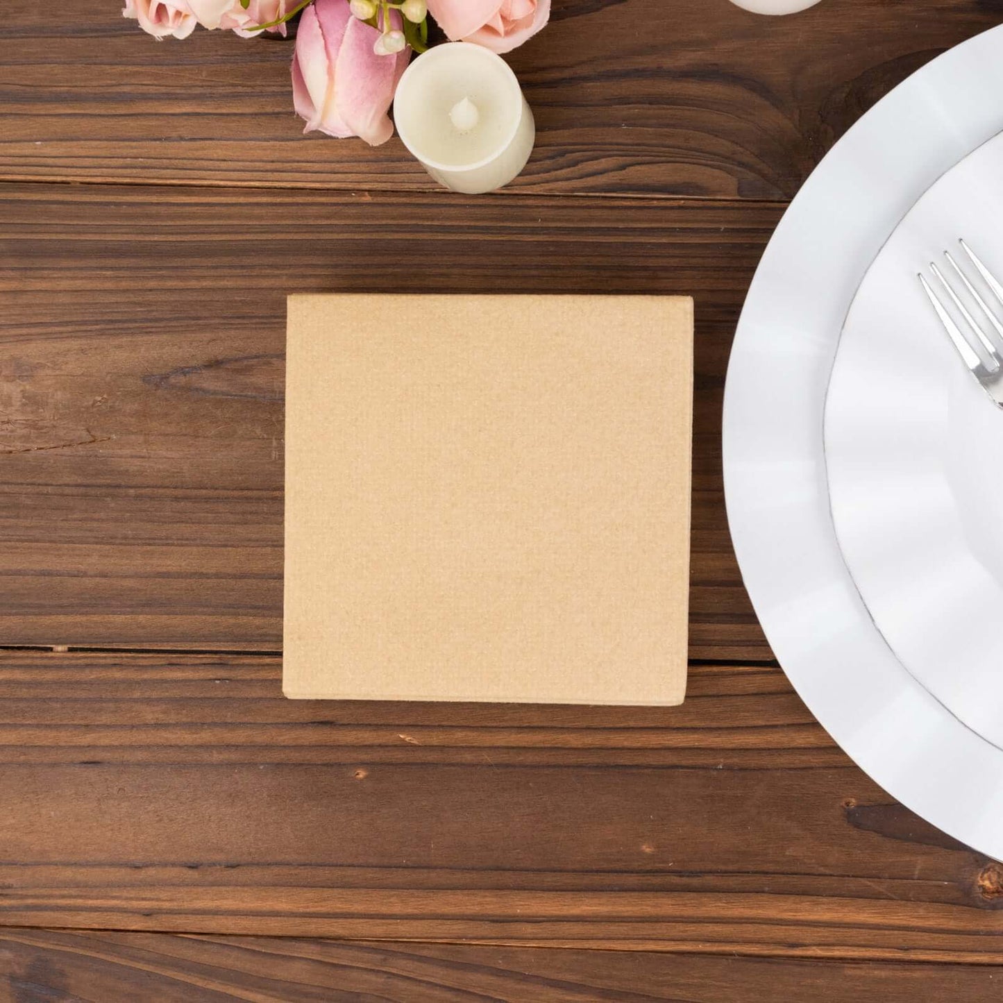 20 Pack Linen-Like Paper 5"x5" Napkins Natural - Highly Absorbent Airlaid Napkins