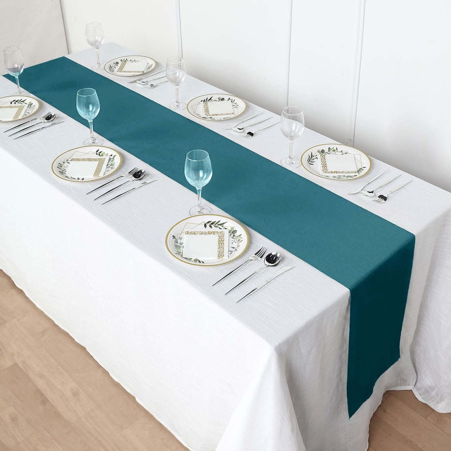 Polyester 12"x108" Table Runner Peacock Teal - Durable & Wrinkle-Resistant Table Decor