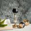 Set of 2 Metal Crystal Lamp Candle Holders Gold/Black - Sophisticated Votive Tealight Stands 7", 11"