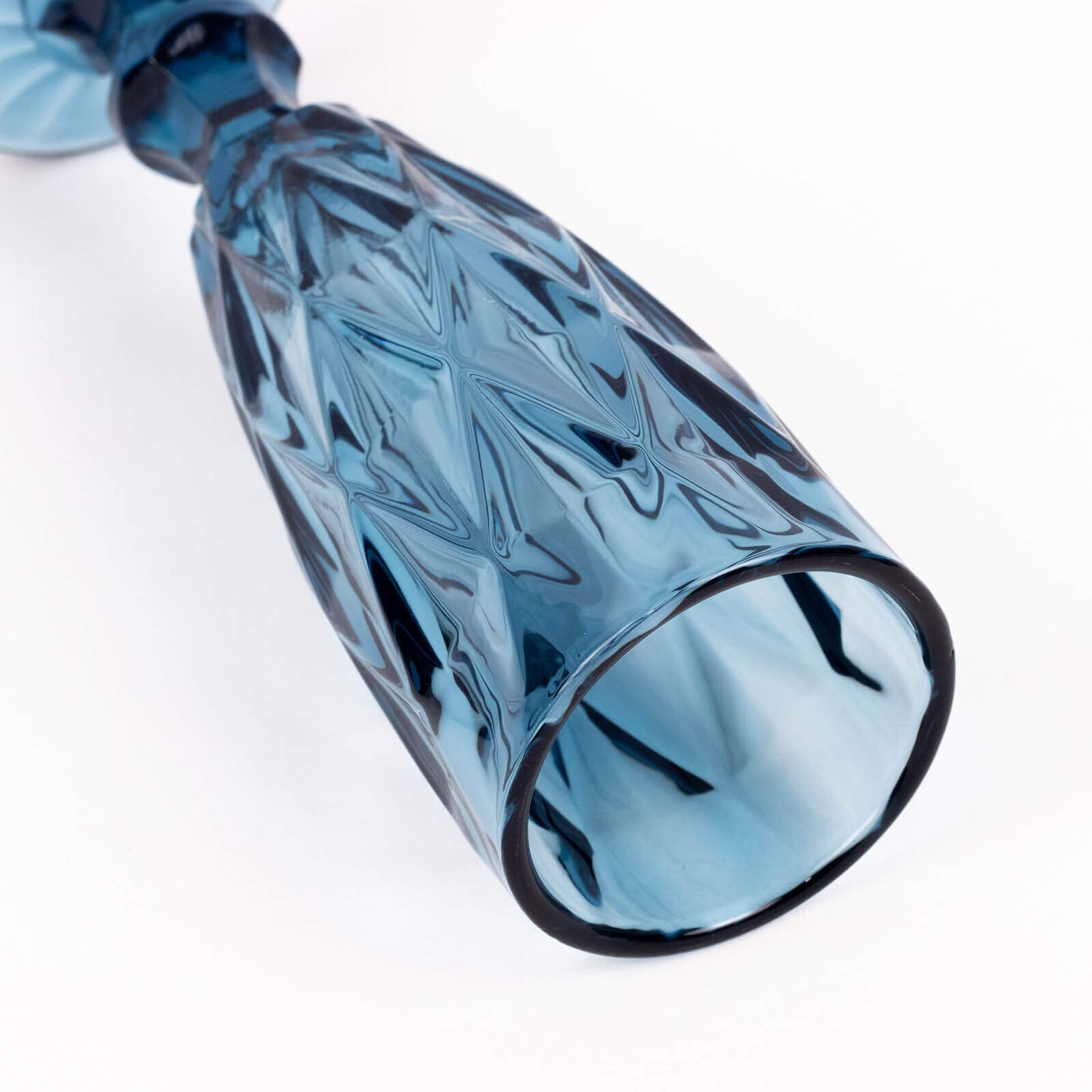 6-Pack Champagne Flute Glasses Transparent Ocean Blue Textured Crystal Cut Design - Chic Wine Goblets for Parties & Events 6oz 8"