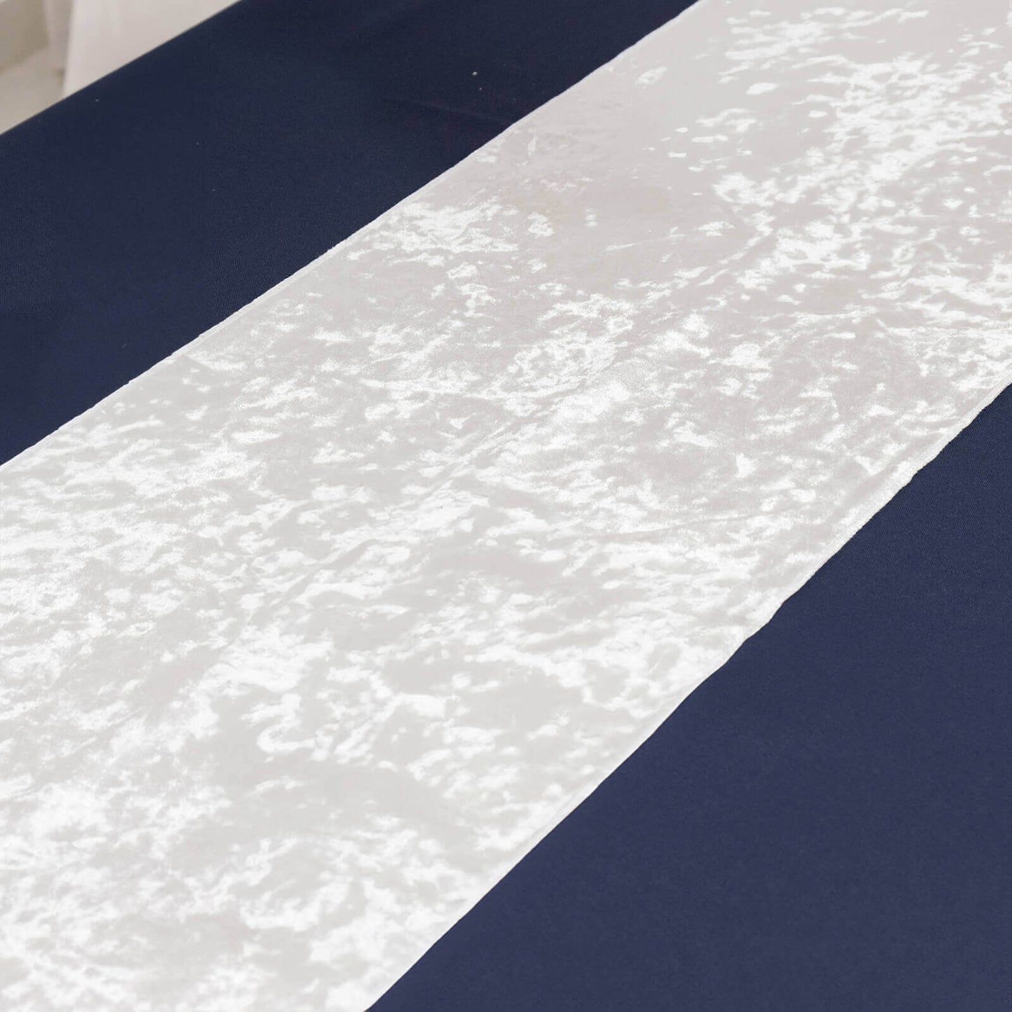 Premium Crushed Velvet 12"x108" Table Runner White - Soft & Wrinkle-Resistant Table Linen for Events