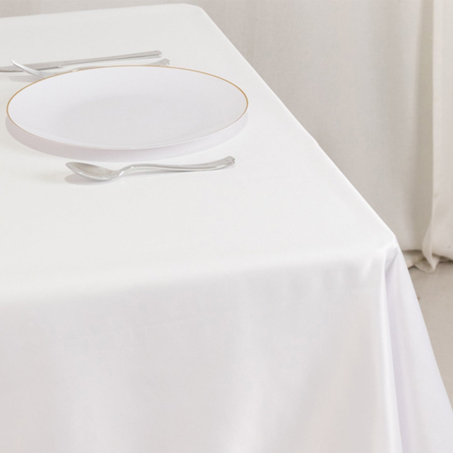 Lamour Satin 54"x54" Table Overlay Square Tablecloth White - Durable & Silk-Like Table Cover for Weddings & Parties