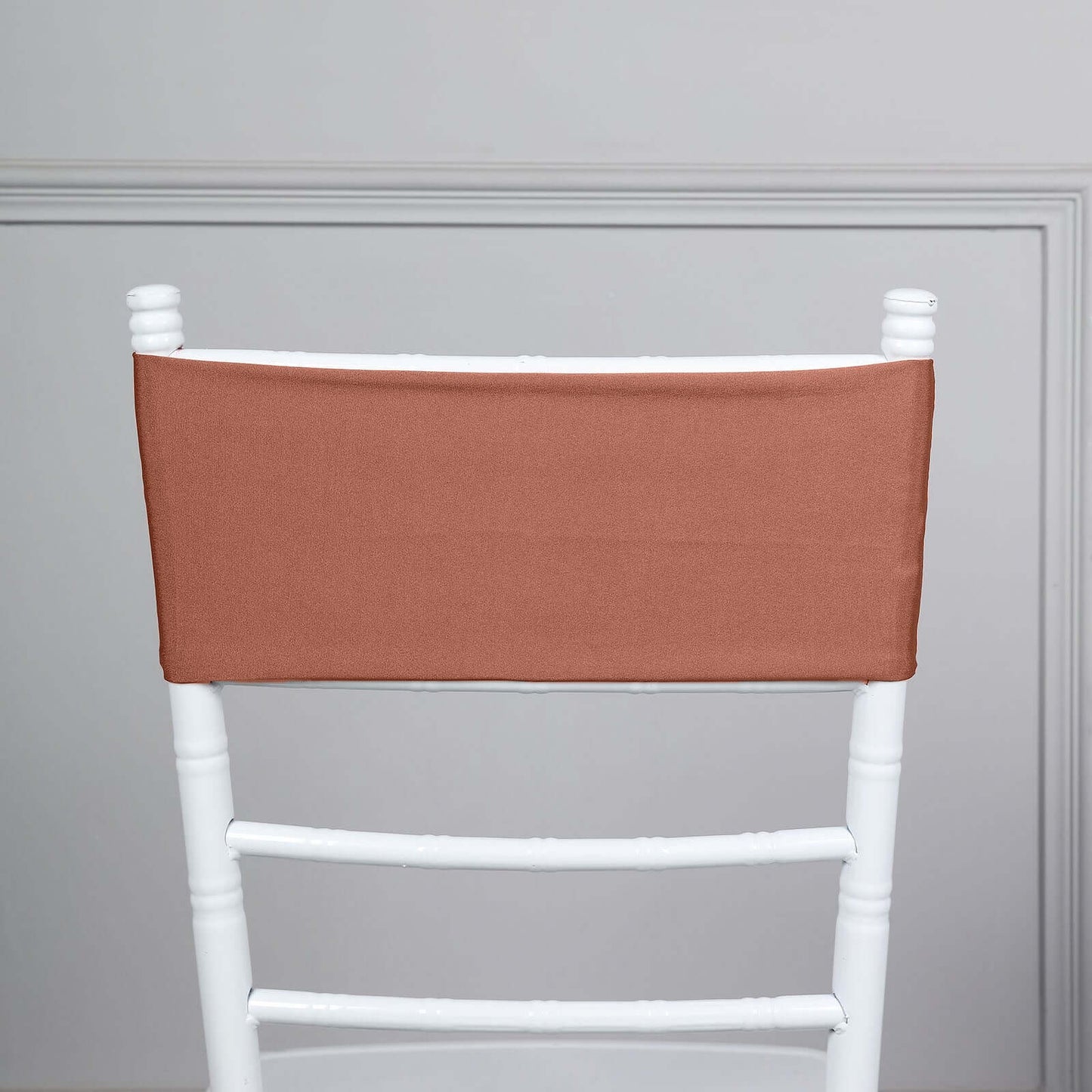 5 Pack Stretch Spandex Chair Sashes Terracotta (Rust) - Fitted Finish Two Ply Heavy Duty Chair Bands 5"x12"