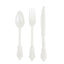 72 Pcs Plastic Silverware Set in Baroque Style Ivory - Heavy Duty Disposable Knife, Fork, and Spoon Set