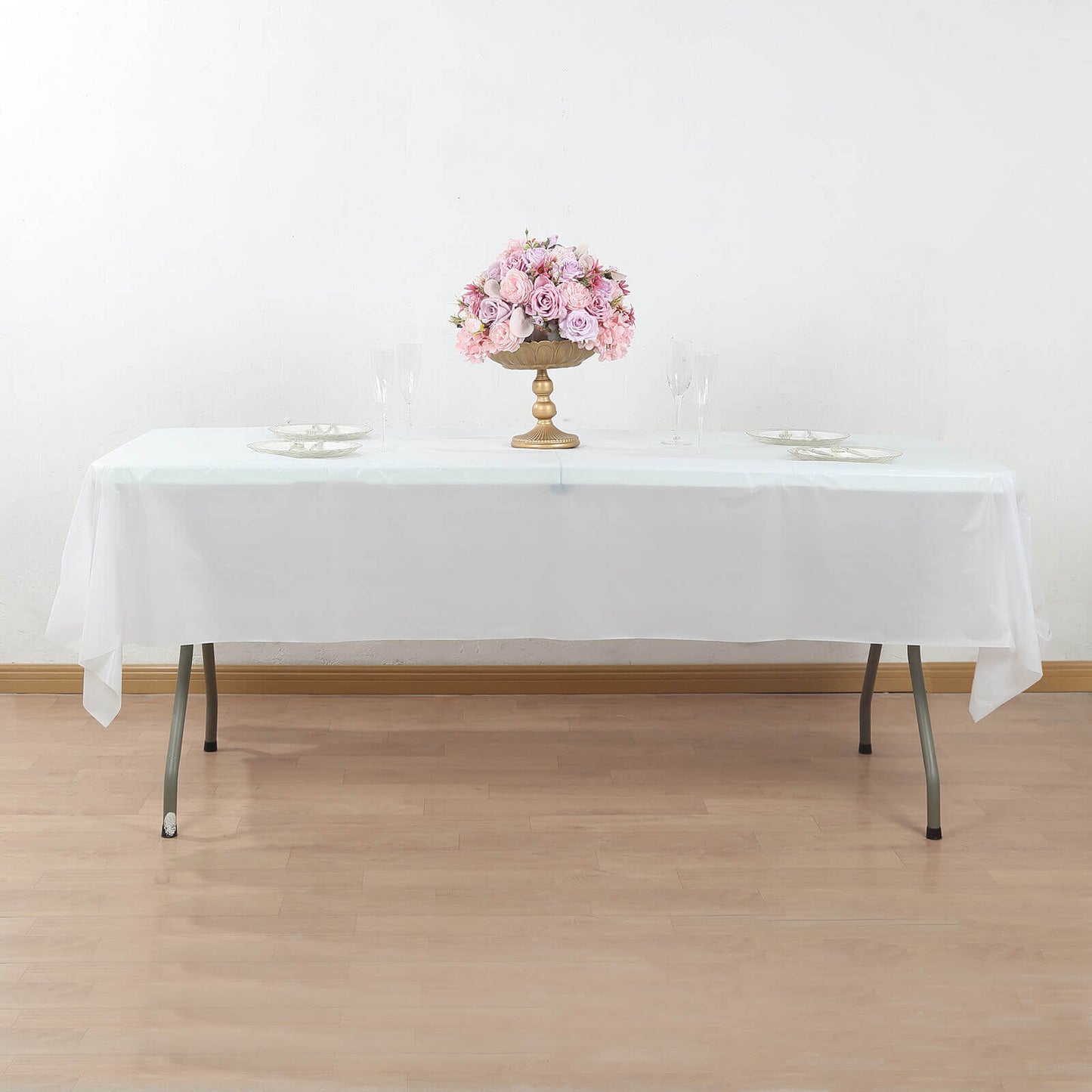 Plastic Table Cover Roll White with Slide Cutter - Customizable Disposable Tablecloth Roll 54"x300ft