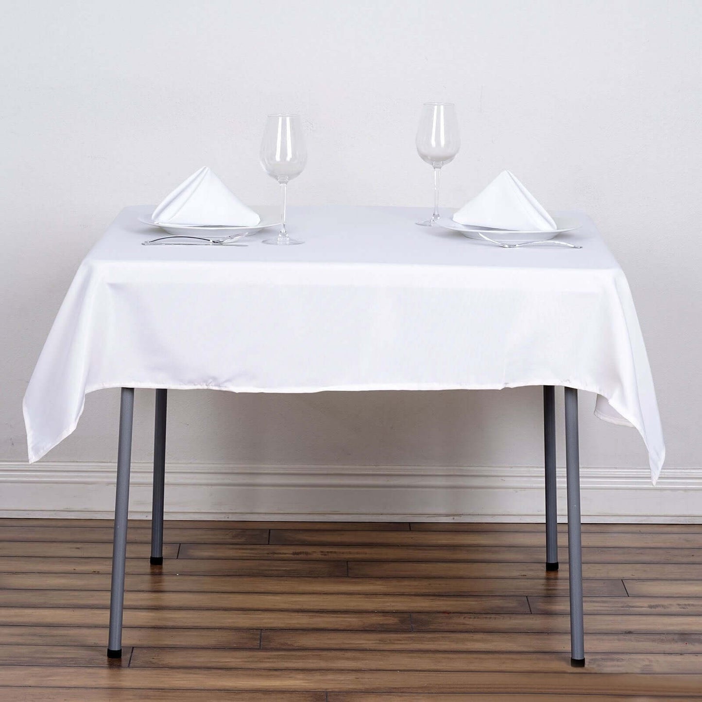 Polyester Square 54"x54" Tablecloth White - Wrinkle-Resistant & Durable Table Cover for Events