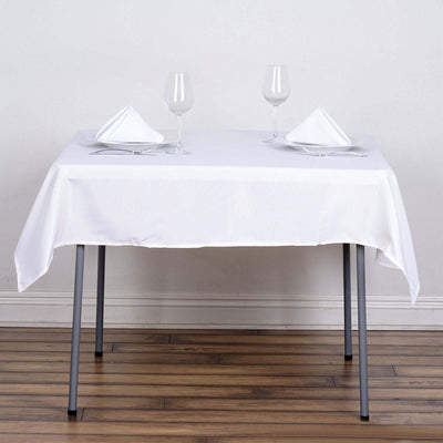 Polyester Square 54"x54" Tablecloth White - Wrinkle-Resistant & Durable Table Cover for Events