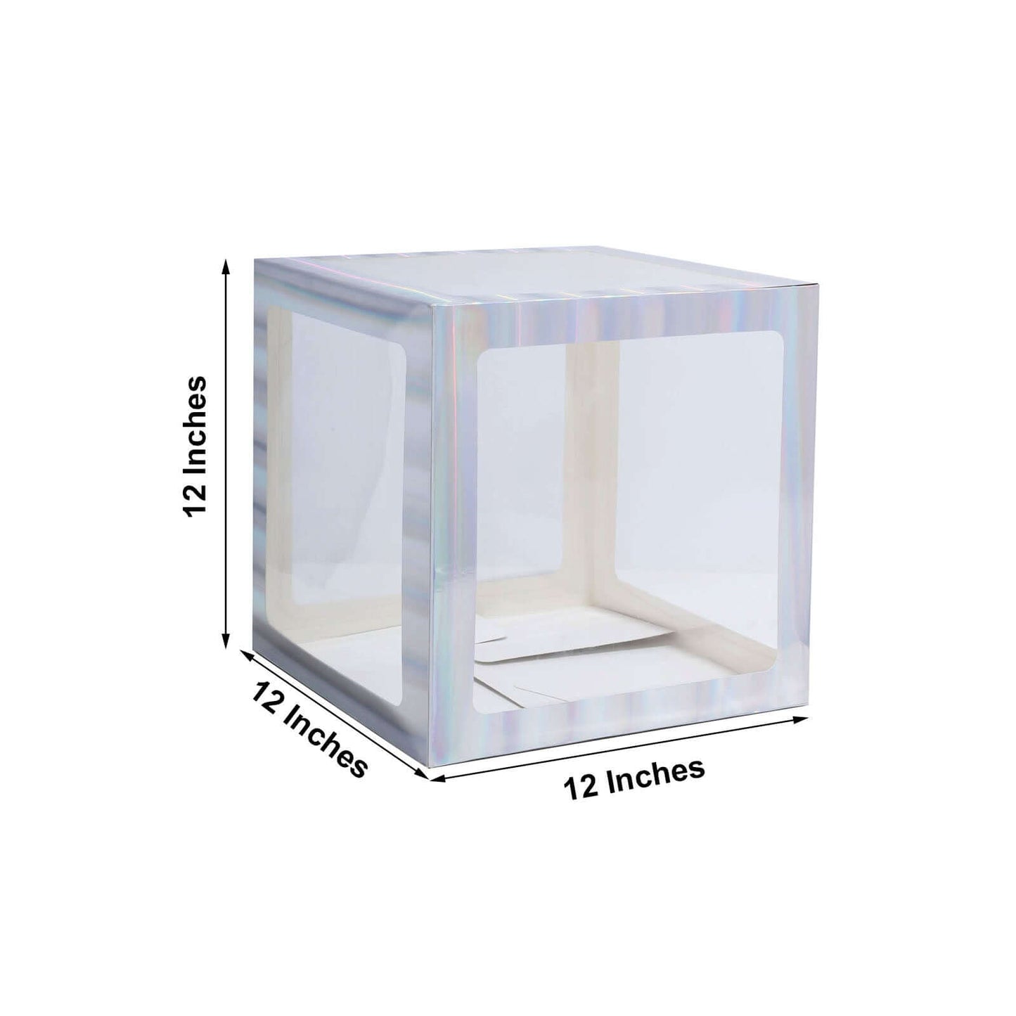 2 Pack 12" Iridescent Clear Baby Shower Party Decoration Boxes, Transparent DIY Balloon Boxes