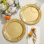 10-Pack Plastic 7.5" Round Appetizer Plates Gold Embossed Scalloped Edge - Chic Disposable Salad Plates for Special Occasions & Banquets