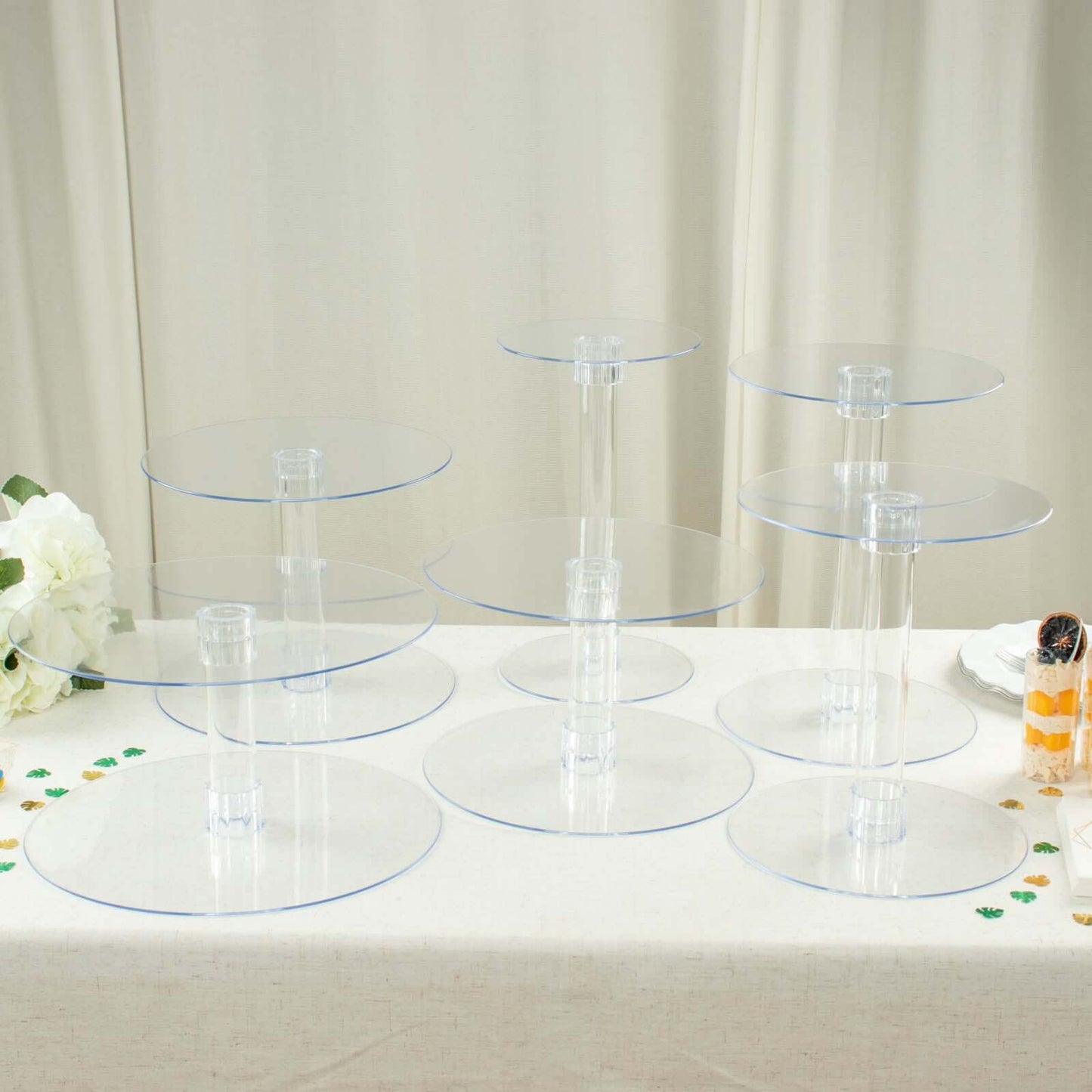 6-Tier Acrylic Cake Stand Set Clear - Assorted Sizes for Buffet Party Tables