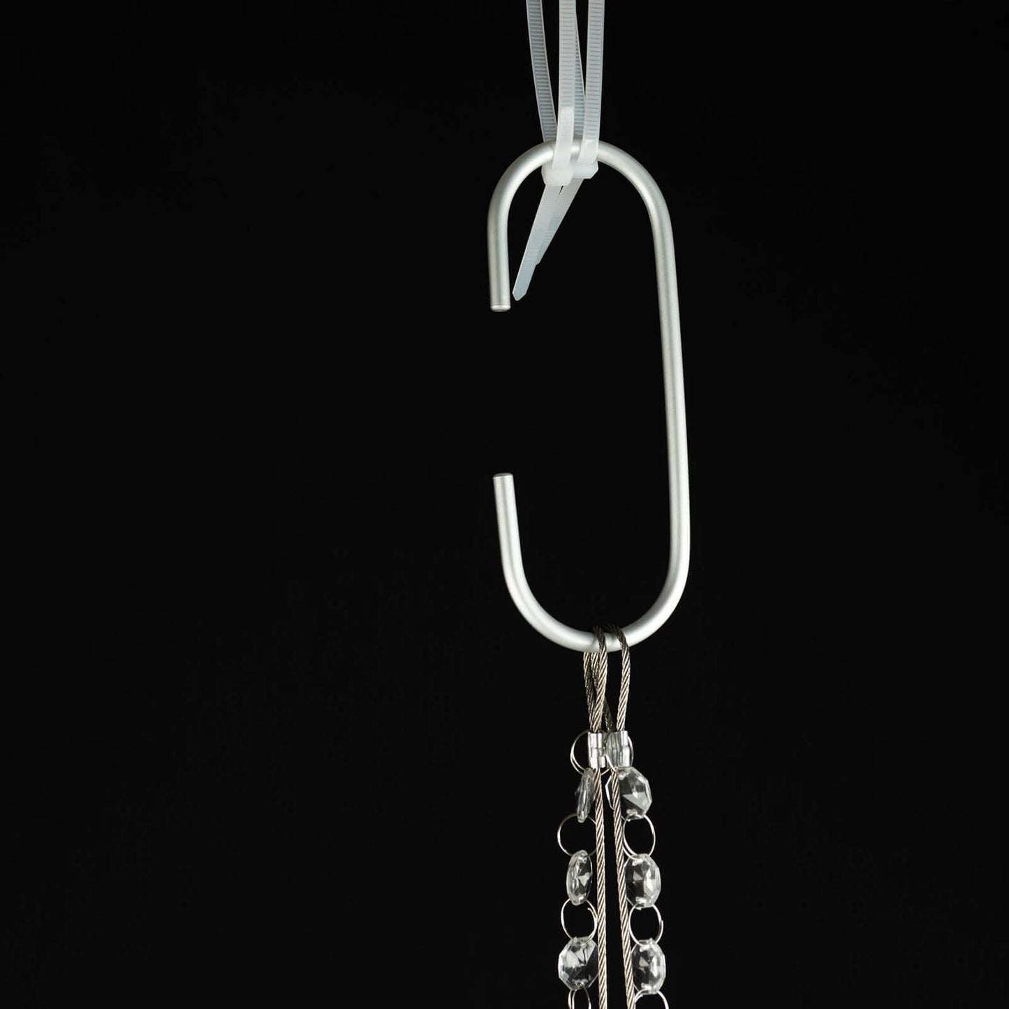 Acrylic Hanging Chandelier Cake Stand with Crystal Drapes - Suspended Round Wedding Cake Swing with 5ft Steel Wire Chains 25"