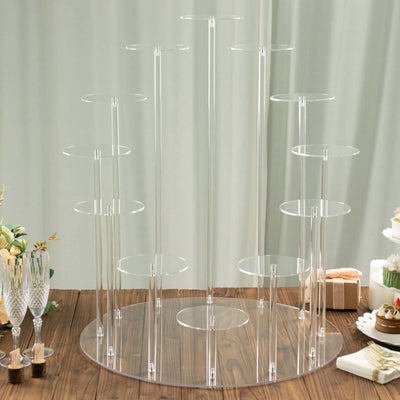 Acrylic Cake Stand with 12-Arm Tiered Cupcake Holders Clear - Easy Assembly Multi-layer Dessert Display Centerpiece Tower for Weddings Gala Events & Celebrations 29"