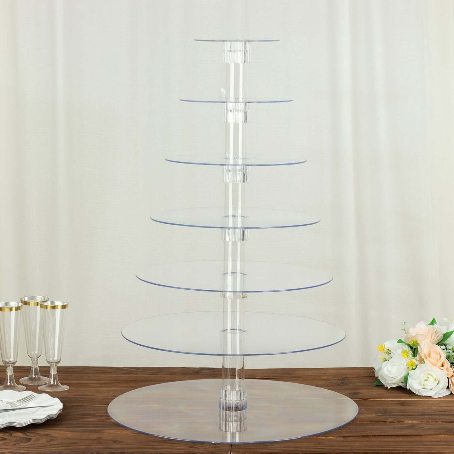 7-Tier Acrylic Round Cupcake Stand Clear & Catering Displays 26"