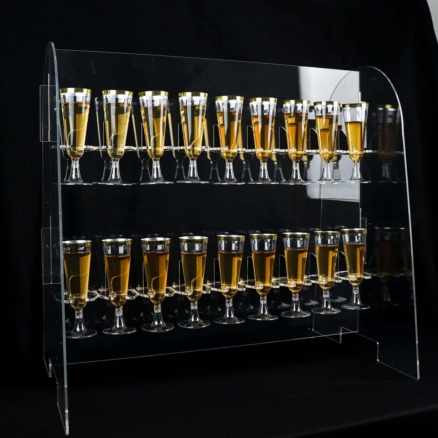 2-Tier Acrylic Champagne Glass Holder Display Stand Table Top Clear with 18 Hooks for Events & DIY Bars 25"