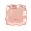 25-Pack Paper 7" Square Dessert Plates in Rose Gold with Vintage Pottery Embossed Design - Shiny Metallic Disposable Appetizer Plates
