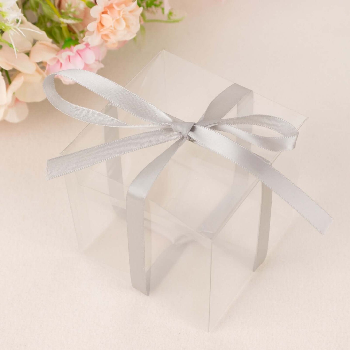 100 Yards 3/8" Silver Single Face Decorative Satin Ribbon