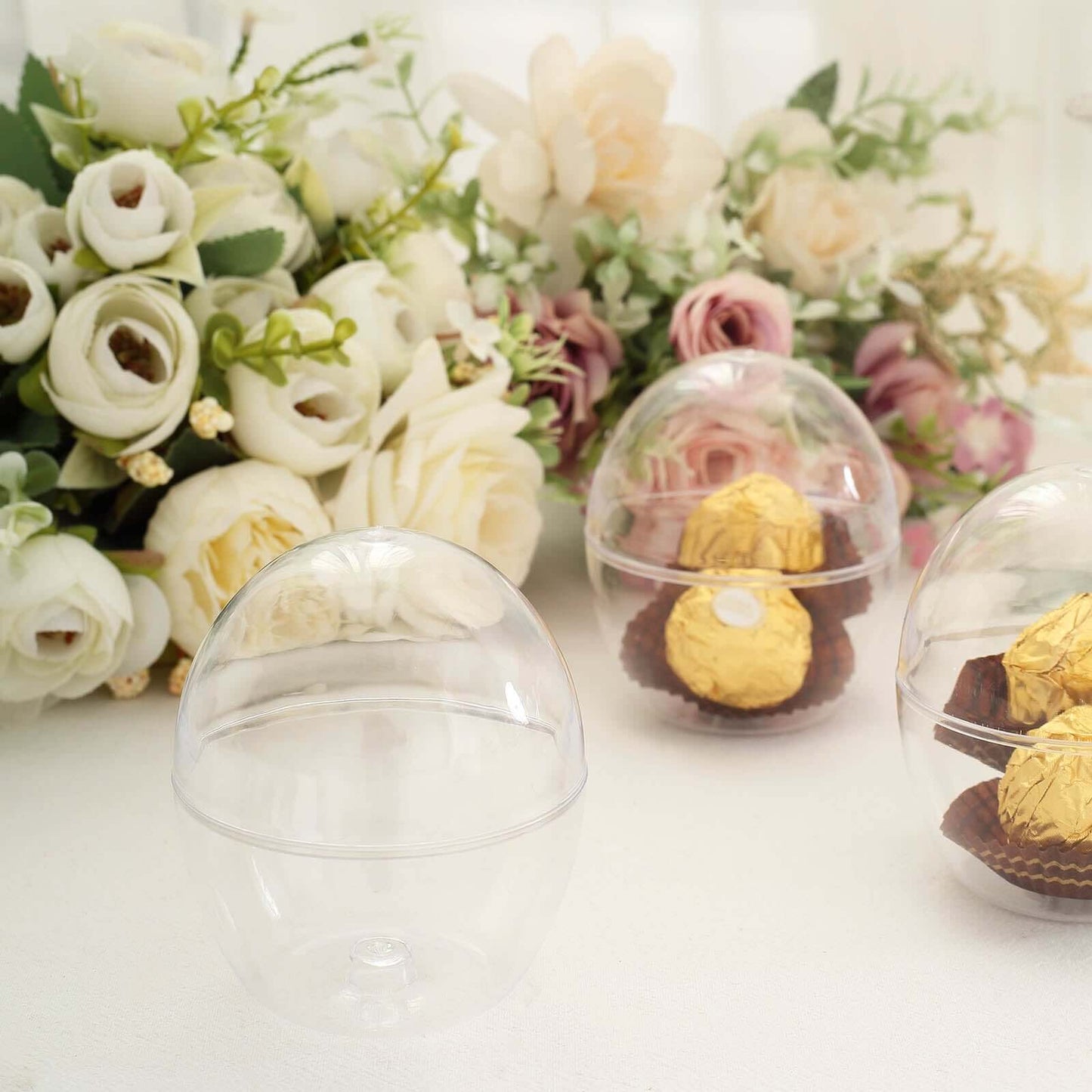 12-Pack Plastic Party Favor Cup Containers Clear Egg Shape Design 4oz