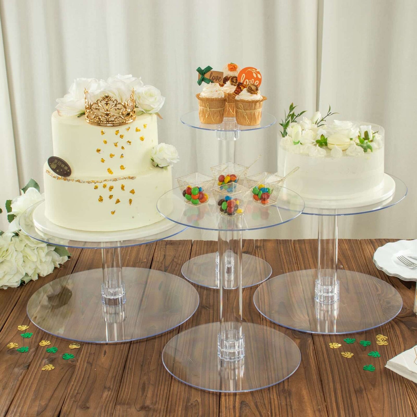 4-Tier Acrylic XL Cake Stand Set Clear - Assorted Sizes for Buffet Party Tables