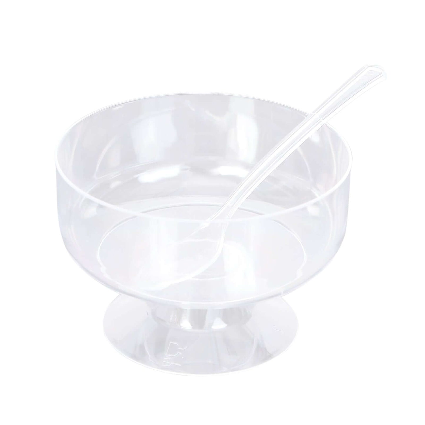24-Pack Plastic Footed Dessert Cups Clear with Spoons - Perfect for Parfaits 6oz