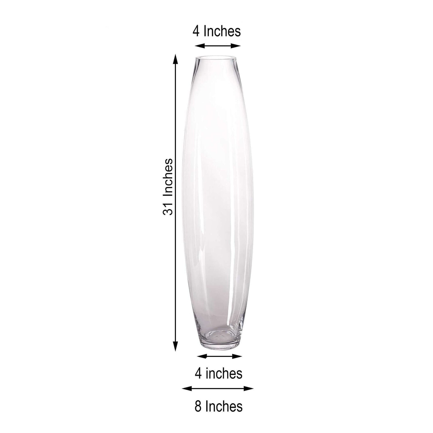 Glass Vase Cylinder Design Tapered Clear - Durable Heavy Duty Flower Centerpiece for Events 31"