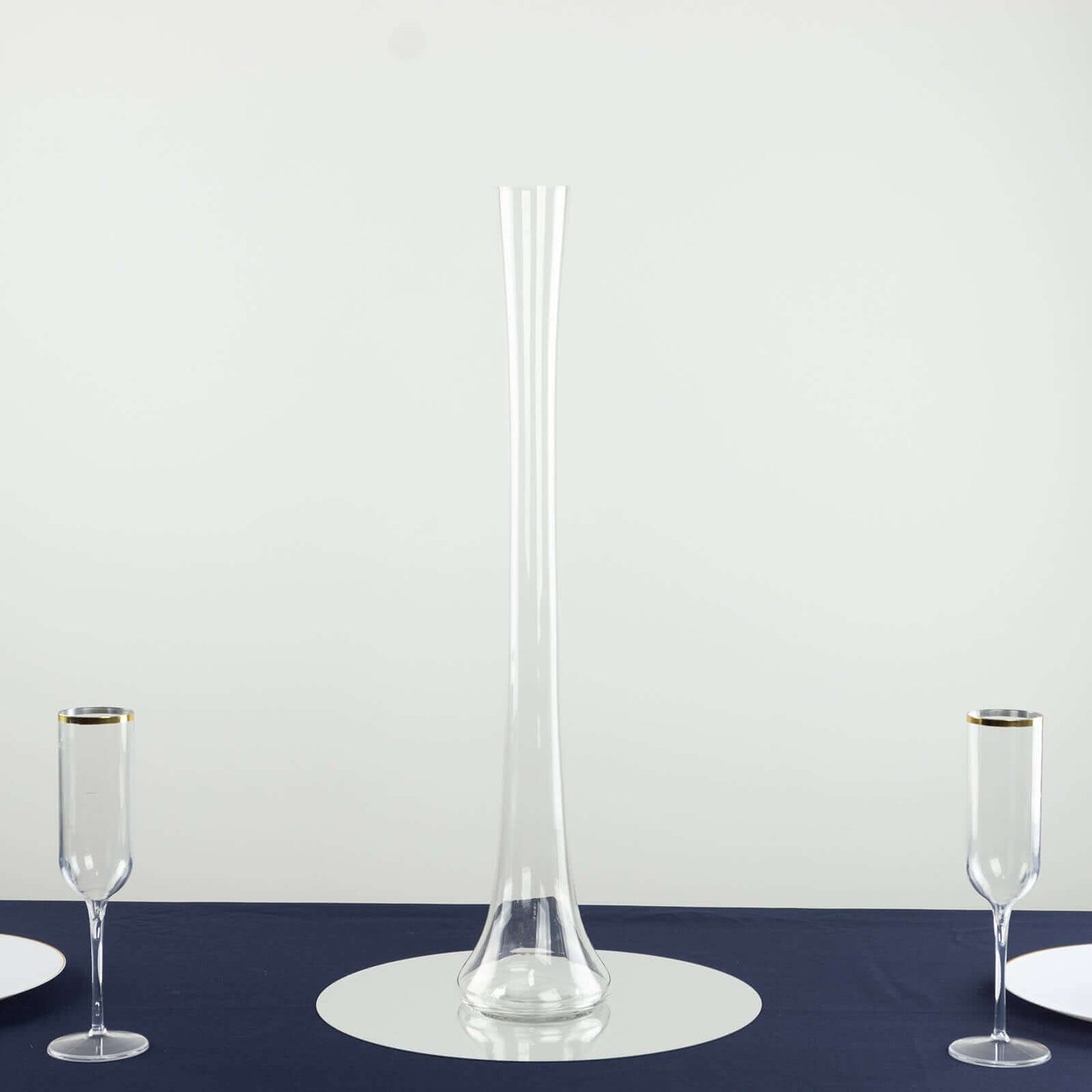 6-Pack Glass Eiffel Tower Vases Clear with Round Base - Tall Skinny Flower Bud Wedding Centerpieces 24"