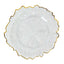 6-Pack Plastic Round Charger Plates 13" in Clear Reef Design with Gold Rim, Decorative Dinner Party Serving Plates