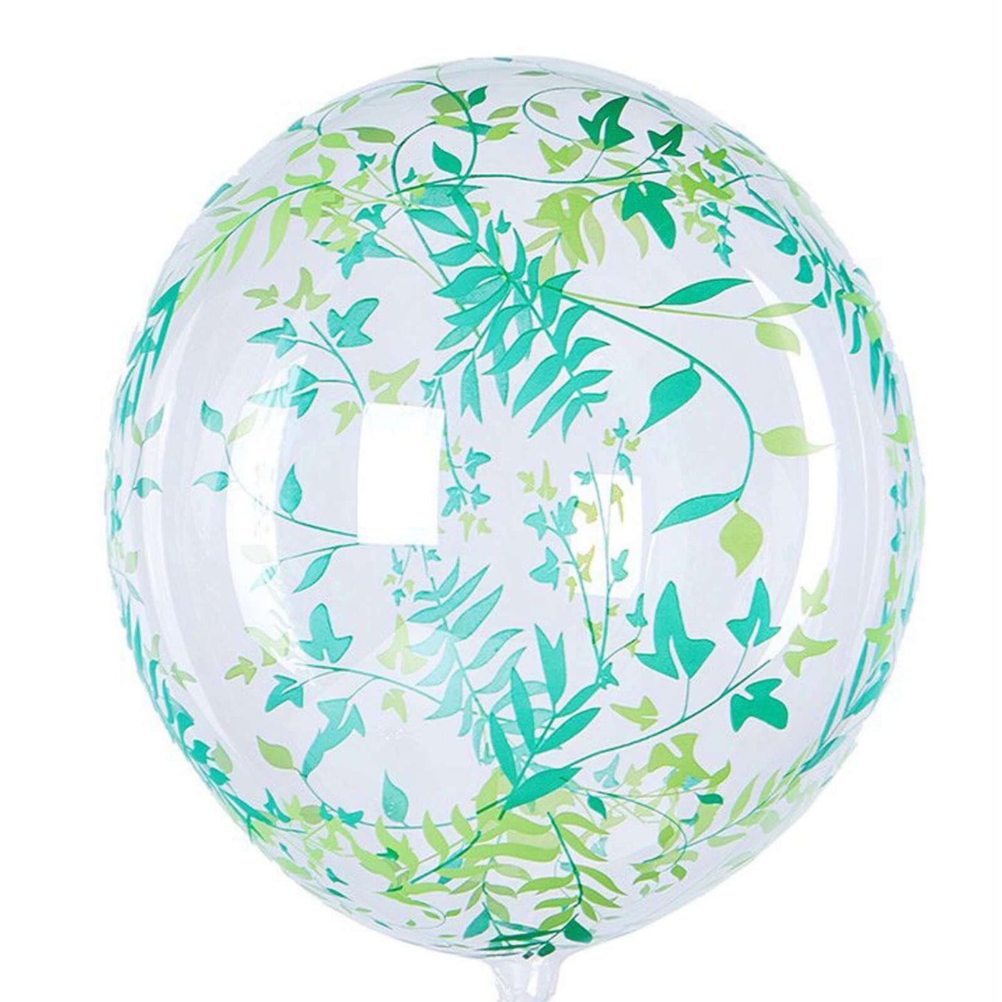 2 Pack 20" Clear Green Leaf Print Bobo Bubble Balloons, Transparent PVC Balloons