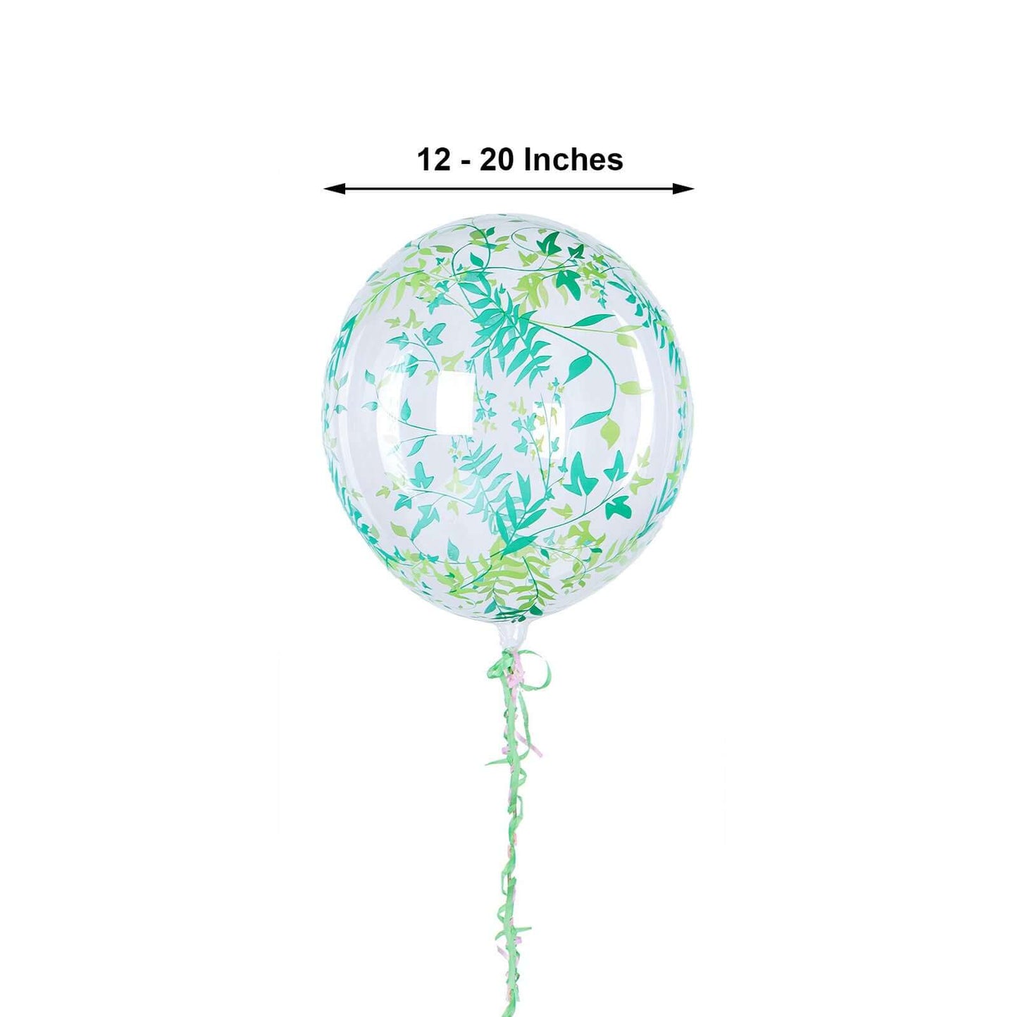 2 Pack 20" Clear Green Leaf Print Bobo Bubble Balloons, Transparent PVC Balloons