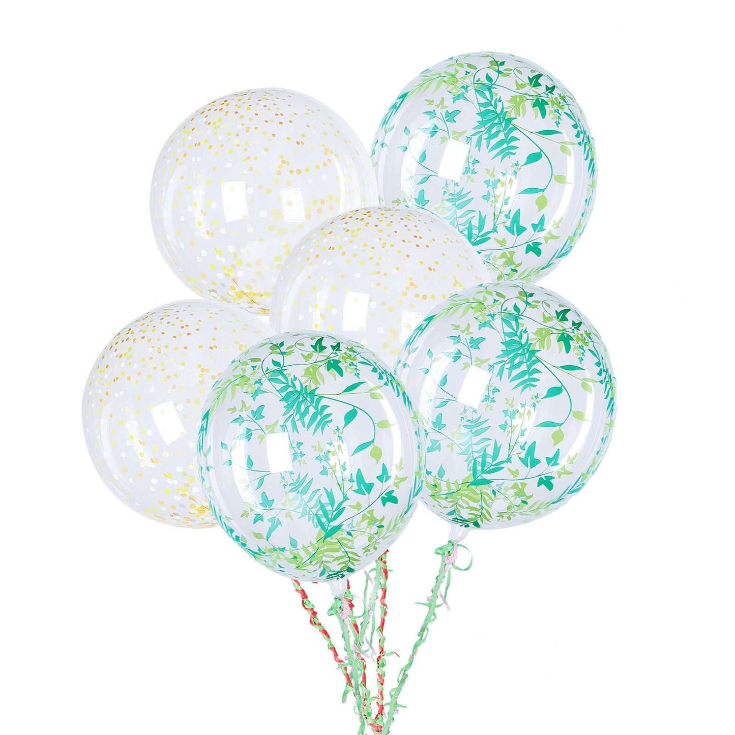 2 Pack 20" Clear Green Leaf Print Bobo Bubble Balloons, Transparent PVC Balloons