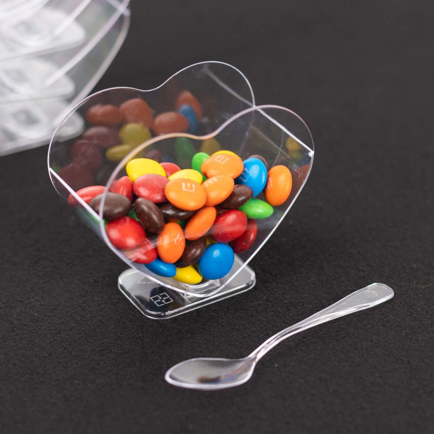 24-Pack Plastic Dessert Parfait Cups Heart-Shaped Clear with Spoons - Reusable and Disposable 2oz
