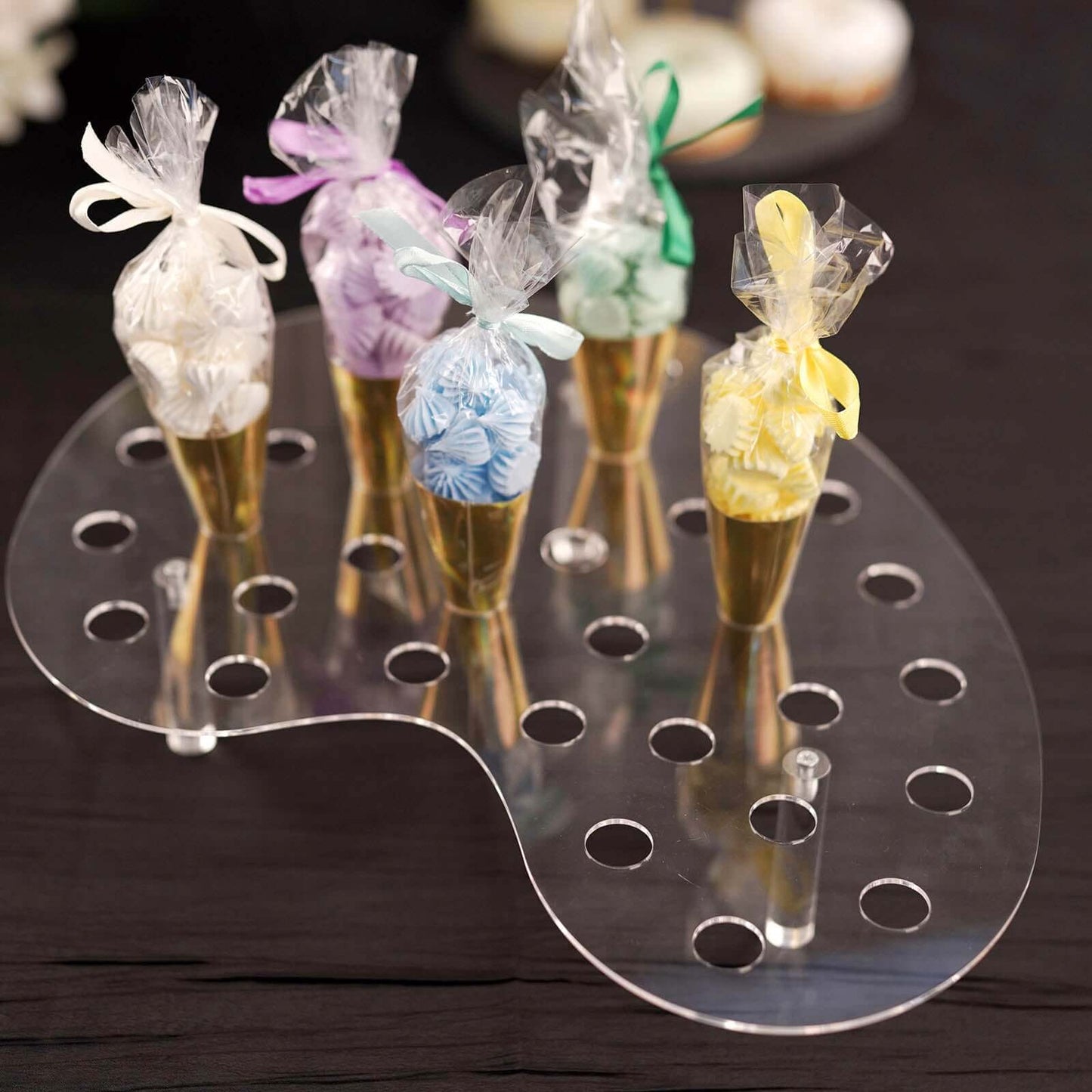 35-Slot Acrylic Ice Cream Cone Display Stand Mini Snow Cone Holder Tray Clear - Durable Party Serving Stand 16"