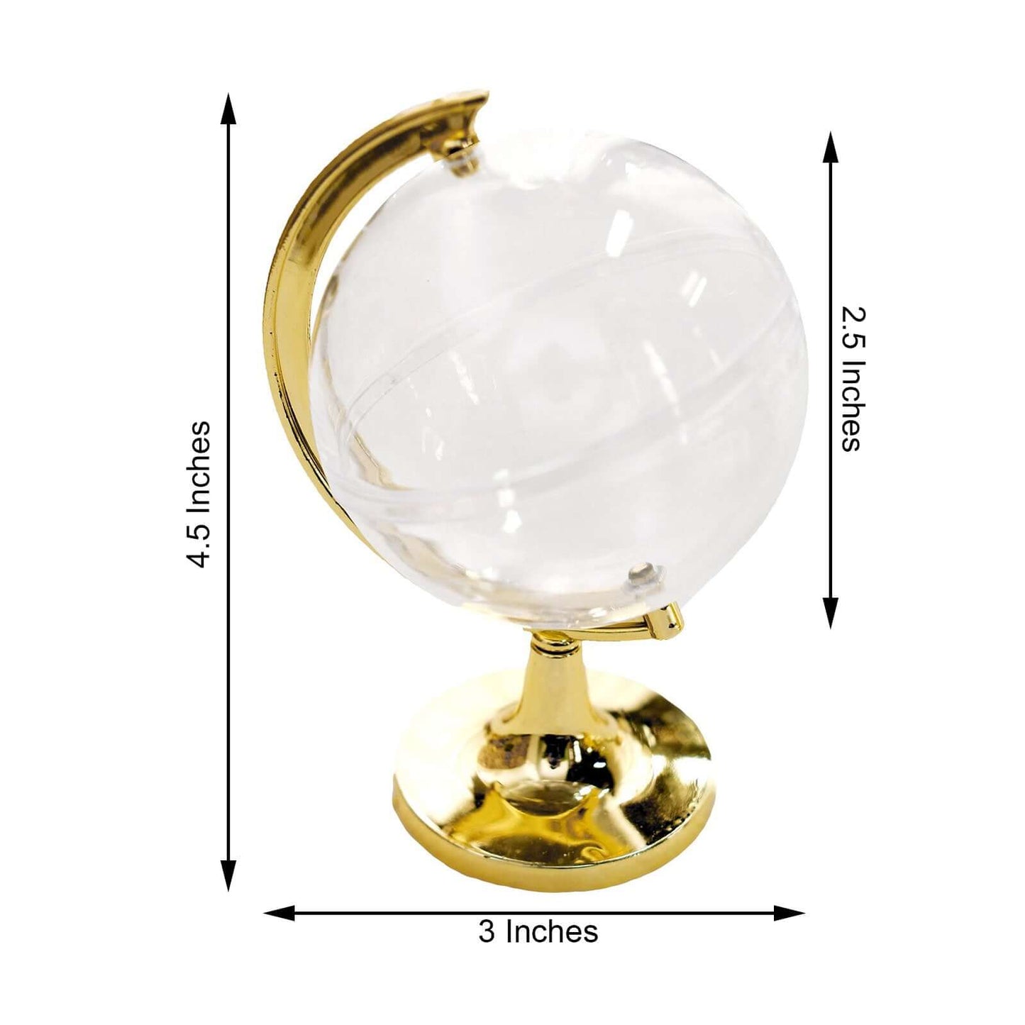 12-Pack Fillable Mini Globe Candy Container Clear Gold - Stylish Candy Treat Favor Containers 4.5"