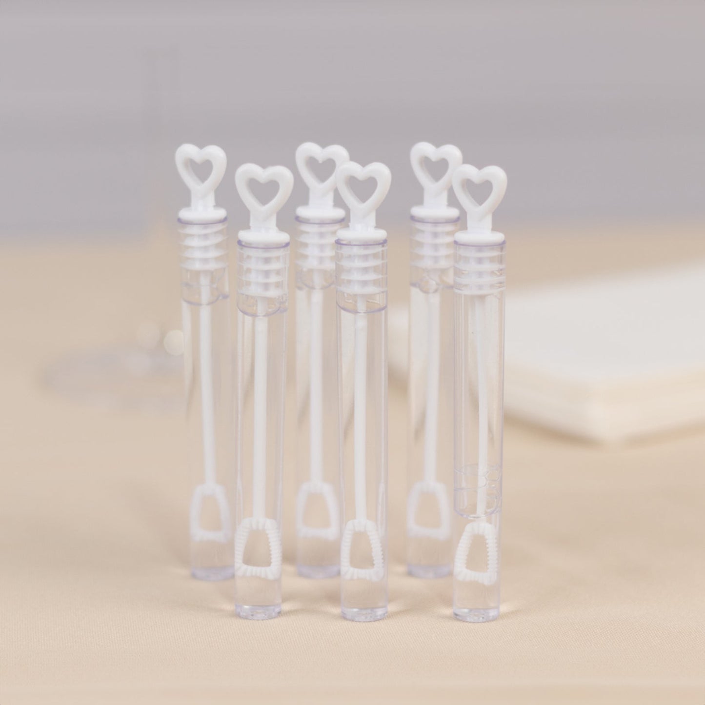 48 Pack 4" White Heart Chemistry Tube Bubbles Bridal Wedding Shower Favor