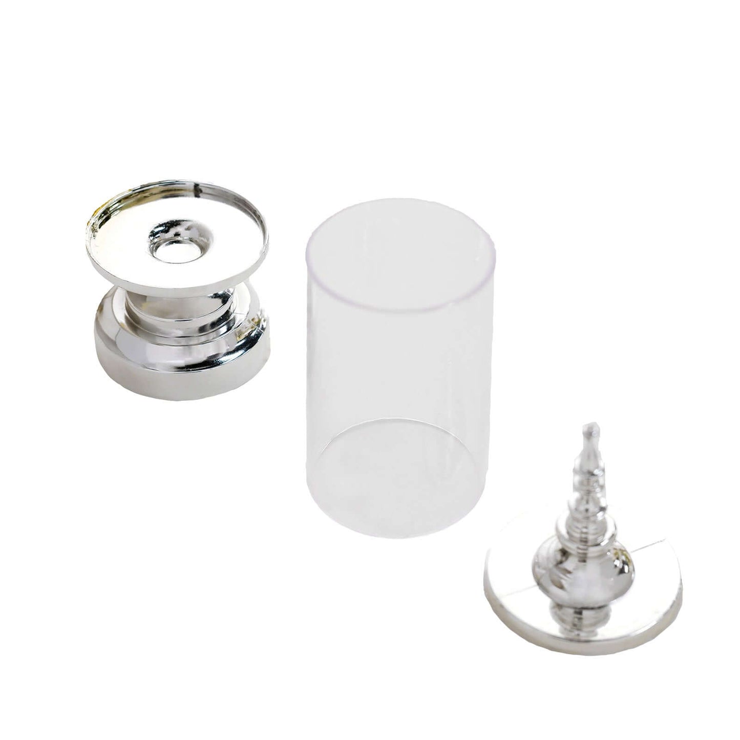 6-Pack Pillar Candy Jar Candy Container Clear/Silver - Decorative Apothecary Jars for Party Favors 7"