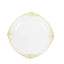 10-Pack Plastic 10" Round Dinner Plates in Clear with Gold Leaf Embossed Rim - Disposable Vintage Baroque Style Plates