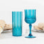 6-Pack Plastic Cocktail Goblets Ocean Blue Transparent Crystal Cut - Shatterproof Drinkware 8oz