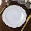 10-Pack Plastic 7" Round Dessert Appetizer Plates in Clear Hammered Design with Gold Rim - Modern Disposable Salad Plates