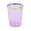 25-Pack Plastic Tumbler Cups Transparent Purple with Gold Rim - Stylish Disposable Party Glasses 10oz