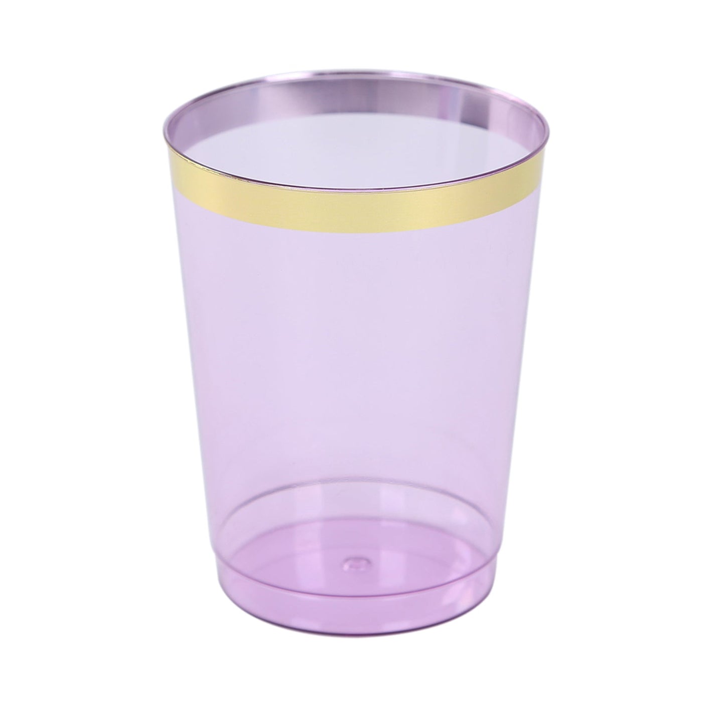 25-Pack Plastic Tumbler Cups Transparent Purple with Gold Rim - Stylish Disposable Party Glasses 10oz