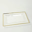10-Pack Plastic 13"x8" Rectangle Serving Trays Clear with Gold Rim - Durable Reusable Sleek Design for Upscale Events & Parties