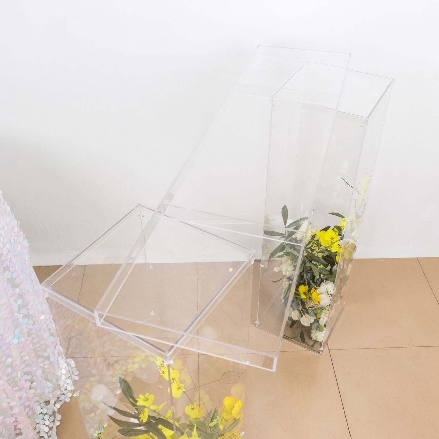 Acrylic Table Top Bridge Connector Rectangular Plate 46"x12" Clear - Durable Design for Pedestal Stands