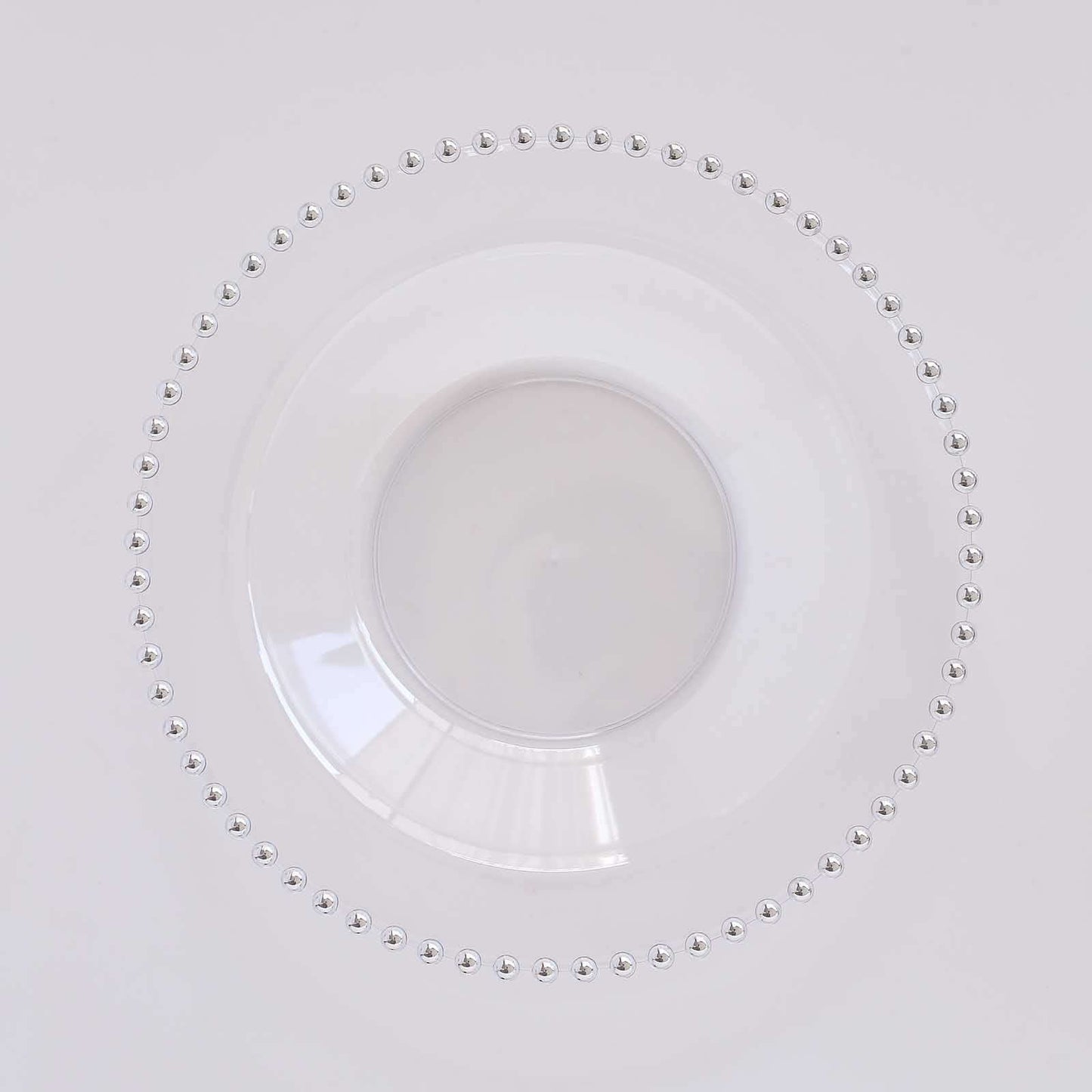 10-Pack Plastic Dessert Salad Bowls Clear Round Design with Silver Beaded Rim - Disposable Soup Bowls 12oz