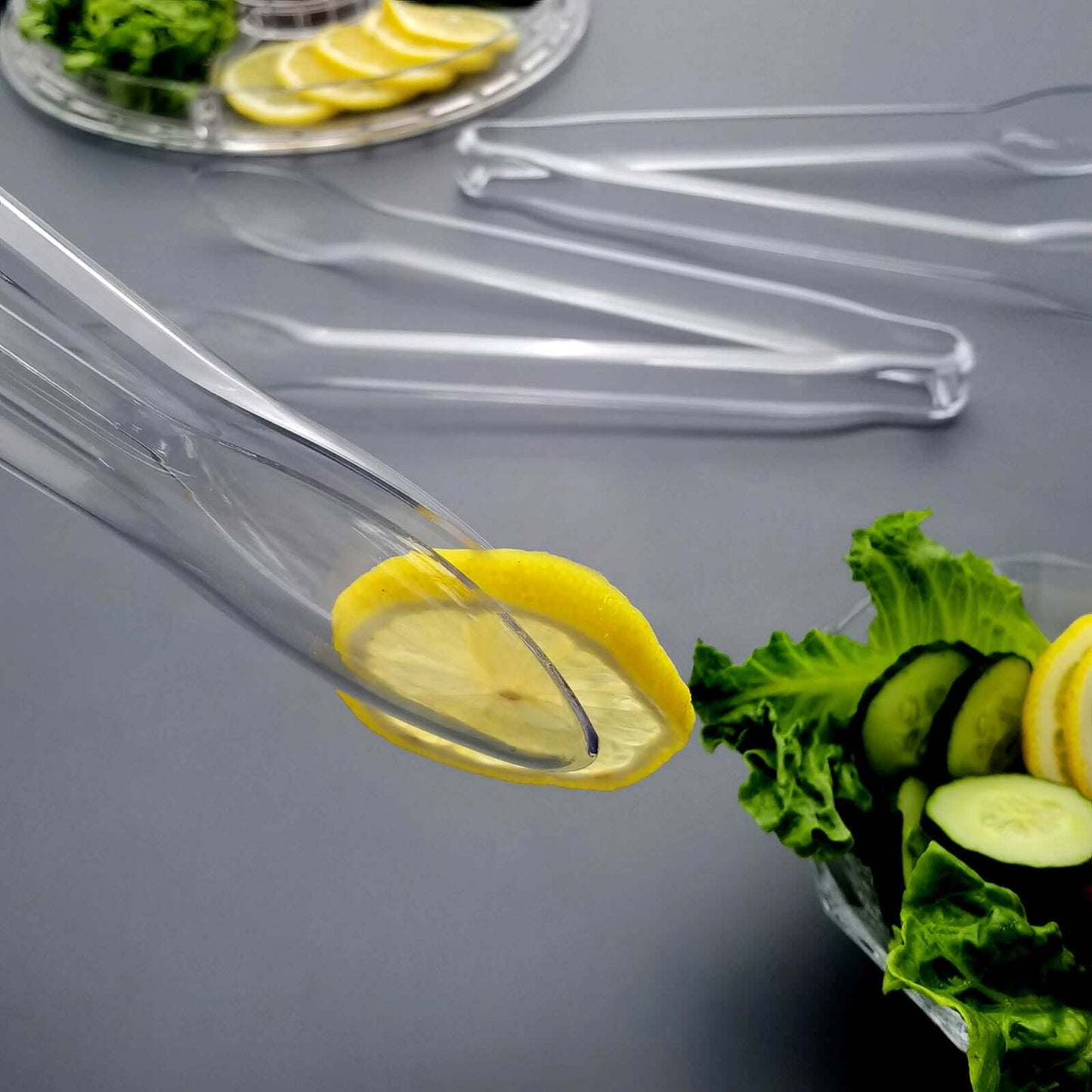 3-Pack Plastic Serving Tongs Clear - Durable Disposable Food Service Tongs for Salad Bars Dessert Tables Buffets 12"