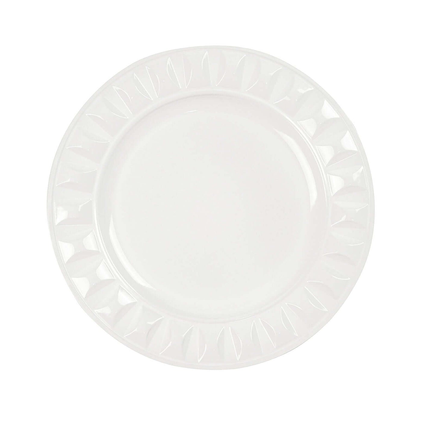 6-Pack Plastic Round Charger Plates 13" in White with Bejeweled Rim, Luxe Decorative Dinner Party Charger Tableware