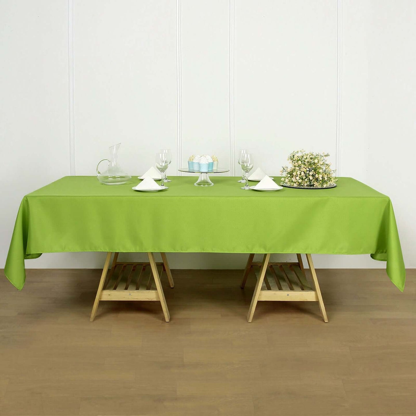 Polyester 60"x102" Rectangle Tablecloth Apple Green - Durable and Stylish Table Cover