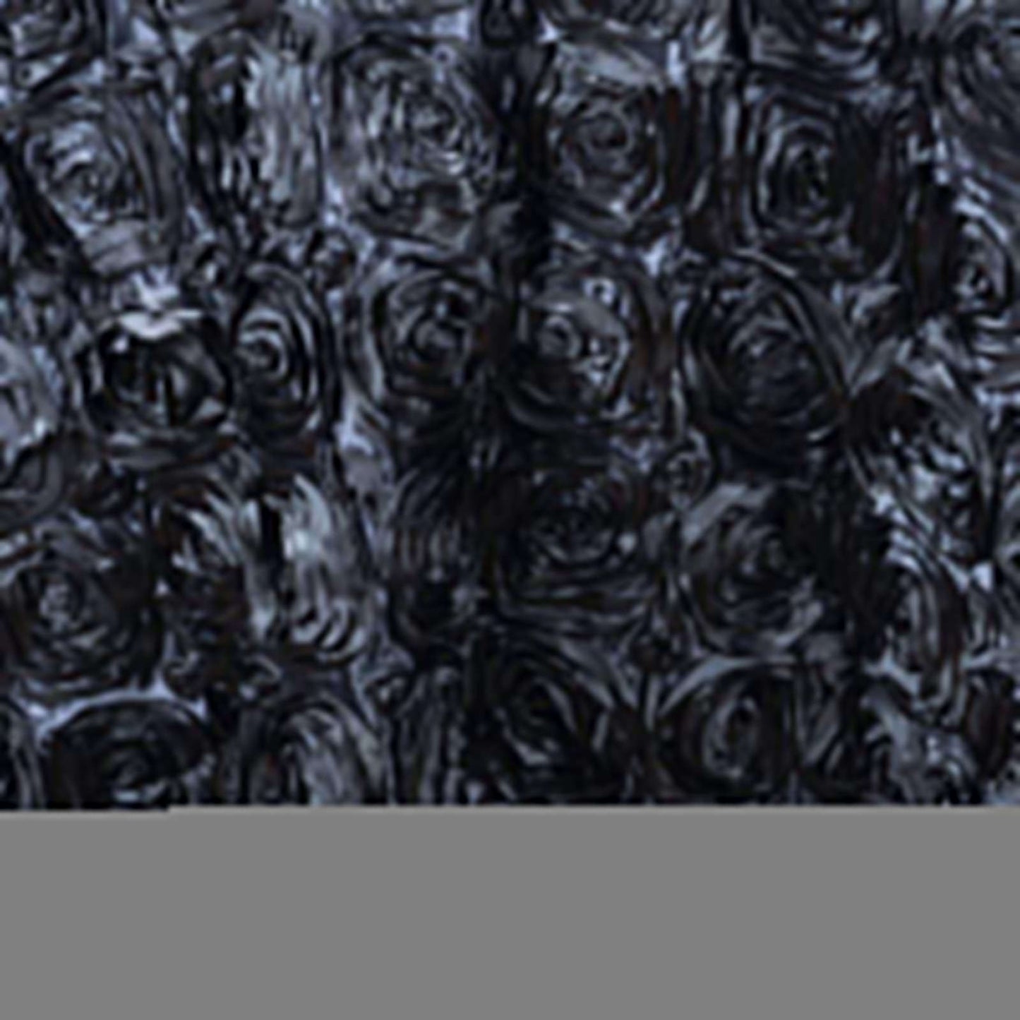 Satin 120" Round Tablecloth Black - Grandiose 3D Rosette with Seamless Finish Table Cover