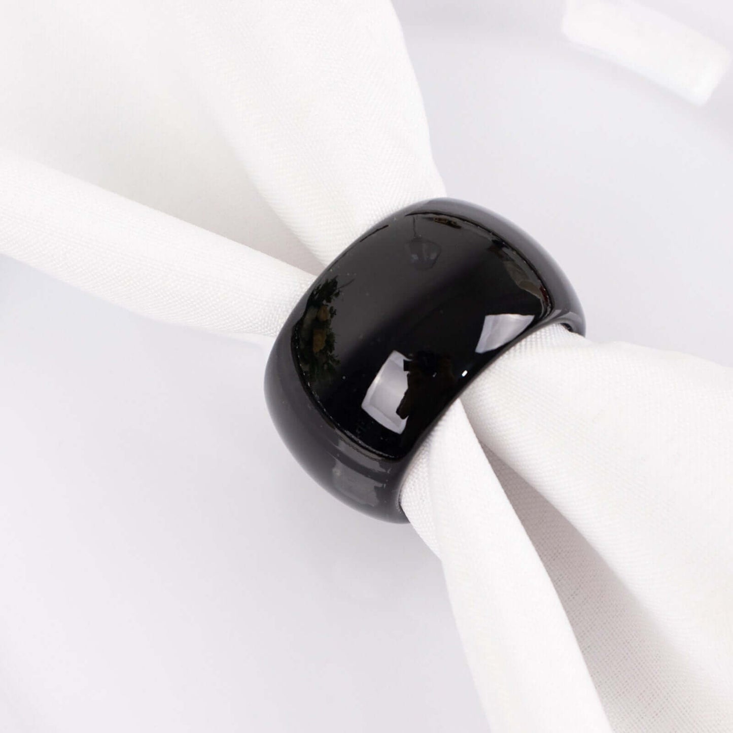 4 Pack Shiny Metallic Black Acrylic Napkin Rings